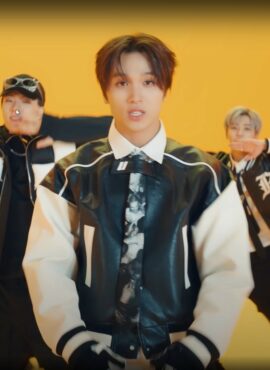 Black Faux Leather Bomber Jacket | Haechan - NCT