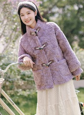 Lilac Plush Velvet Winter Jacket