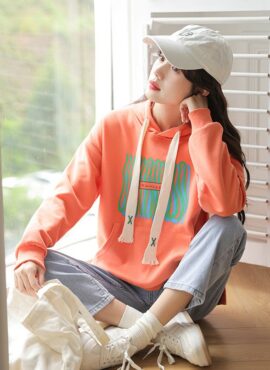 Orange Squiggles Print Hoodie