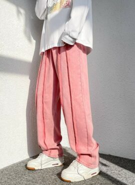 Pink Reverse Stitched Jeans