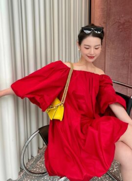 Red Off-Shoulder Puff Dress | Seohyun - Girls Generation