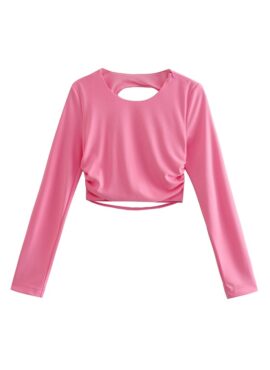 Pink Long Sleeves Backless Top | Taeyeon  - Girls Generation