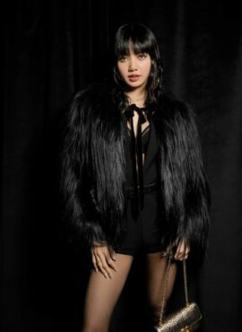 Black Faux Fur Jacket | Lisa - BlackPink