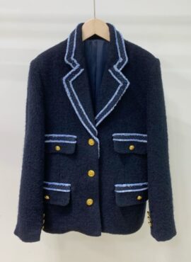 Blue Lined Tweed Suit Blazer Jacket | Choi Sang Eun - Love In Contract