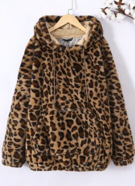 Brown Fluffy Leopard Hoodie | Jungkook - BTS