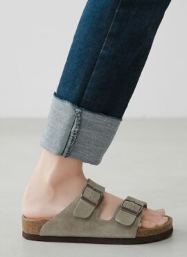 Grey Double Strap Slip On Sandals | Jungkook - BTS