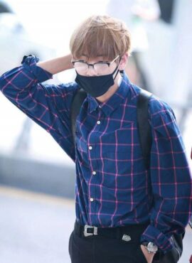 Blue Checkered Button-Up Shirt | Taehyung - BTS