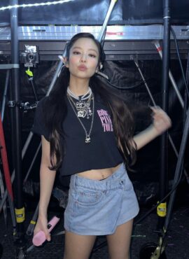 Blue Asymmetrical Denim Skorts | Jennie - BlackPink