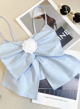 Sky Blue Big Ribbon Crop Top | Jennie - BlackPink