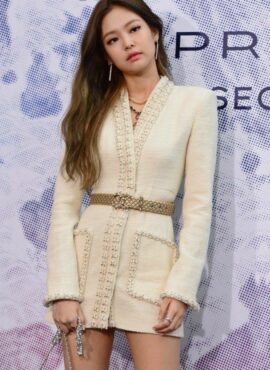 White Tweed Long Sleeve Dress | Jennie - BlackPink