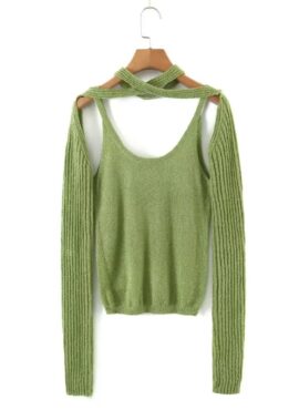 Green Knitted Long Sleeve Top | Jihyo – Twice