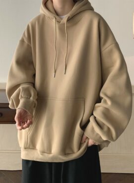 Beige Oversized Kangaroo Pocket Hoodie | Jin - BTS