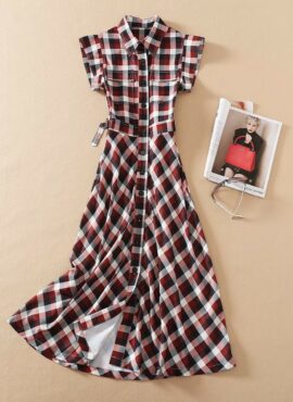 Red Plaid Collared Dress | Jisoo - BlackPink