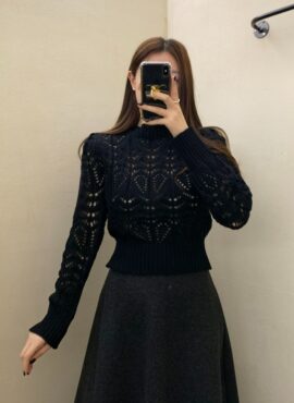 Black Crocheted Wool Sweater | Momo - Twice