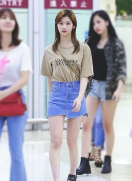 Blue Irregular Cut Denim Skirt | Sana - Twice