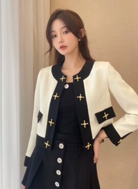 White Cross Rhinestone Blazer Jacket | Kang Han Na - Agency