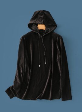 Black Velvet Oversized Hoodie | Giselle - Aespa