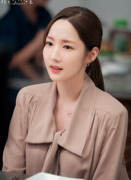 Brown Bow-Tie Customizable Blouse | Jin Ha Kyung - Forecasting Love And Weather