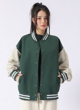 Green Oversized Varsity Jacket | Dino - Seventeen