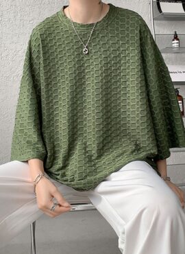 Green Textured Loose T-Shirt