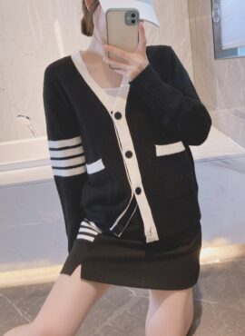 Black 4-Bar Stripe Cardigan | Lia - ITZY