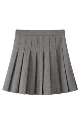 Grey Pleated School Style Skirt | Lisa - BlackPink