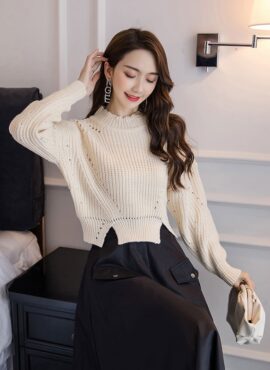 White Knitted Crop Sweater | Rose – BlackPink