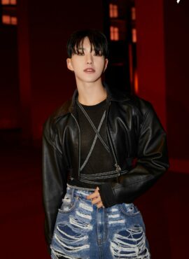 Black Faux Leather Cropped Jacket | Hoshi - Seventeen