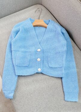 Blue Crystal Buttoned Cardigan | Yeon Bo Ra - Bo-Ra! Deborah