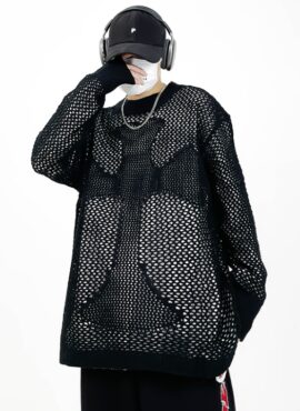 Black Cross Net Sweater | Giselle - Aespa