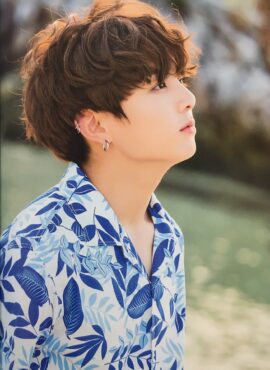 Blue Leaves Pattern Collared Shirt | Jungkook – BTS