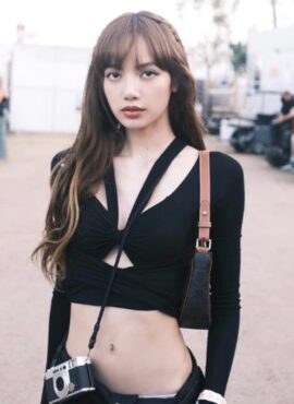 Black Hollow Long Sleeve Crop Top | Lisa - BlackPink