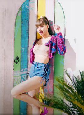 Blue Side-Tie Denim Shorts | Lisa - BlackPink