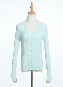 Green Sheer Knitted Cardigan | Rose - BlackPink