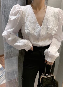 White Lace Doll Collar Blouse | Kim Soo Jin - Forecasting Love And Weather