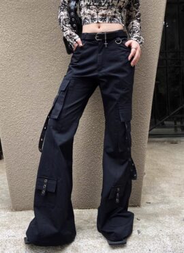 Black Flare Cargo Pants | Somi