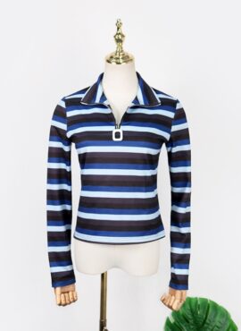 Blue Striped Half-Zip Top | Nayeon - Twice