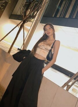 White Satin Sling Crop Top | Lisa - BlackPink