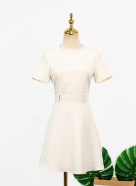 White Short Sleeves Minimalist Dress | Cha Mi Jo - Thirty-Nine