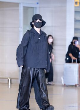 Black Faux Leather Straight Cut Pants | Jungkook - BTS