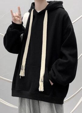 Black Thick Strings Oversized Hoodie | J-Hope - BTS