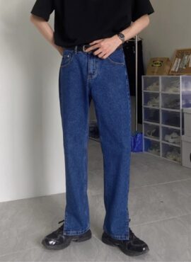 Blue Front Edge Slit Jeans | Kai - EXO