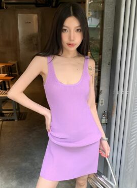 Lilac Knitted Bodycon Dress | Jennie - BlackPink