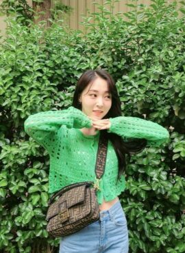 Green Hollow Cropped Cardigan | Moonbyul - Mamamoo