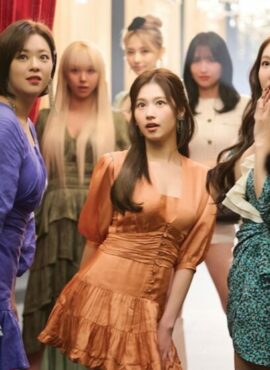 Orange V-Neck Buttoned Dress | Sana - Twice