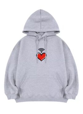 Grey Heart Printed Hoodie | Seungmin - Stray Kids