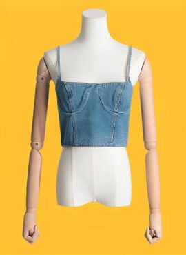 Blue Denim Bustier Camisole Top | Solar - Mamamoo