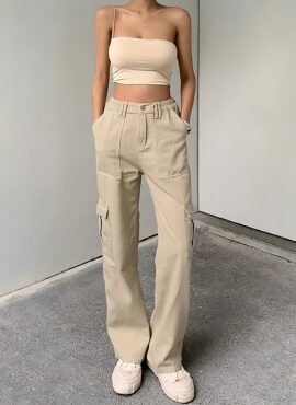 Beige Cargo Jeans | Karina - Aespa