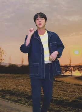 Blue Denim Jacket With Pocket Details | Jin - BTS