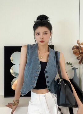 Blue Denim V-Neck Vest | Seulgi - Red Velvet